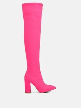 Ronettes Knee High Stretch Long Boots In Pink